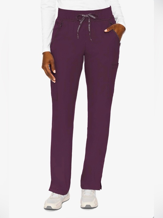 Med Couture Pants - Med Couture Insight Zipper Pant Straight Leg Burgundy Wine Scrubs XS Petite